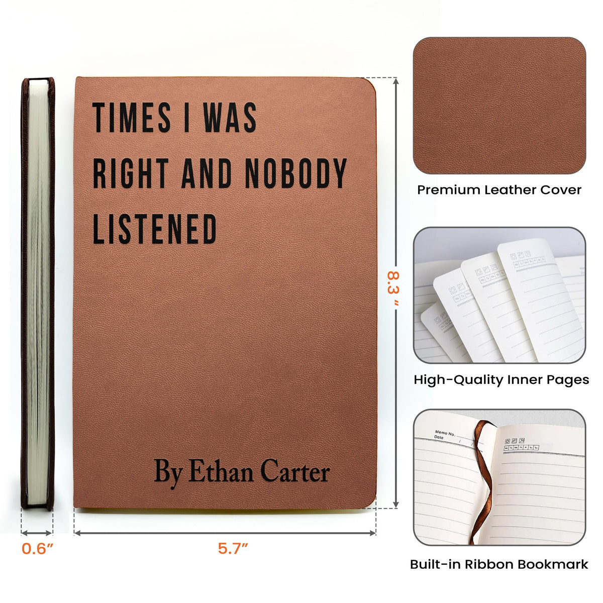 Funny Sarcastic Notebook - Coworker Gag Gifts, White Elephant, Exchange Gifts - Personalized Leather Journal