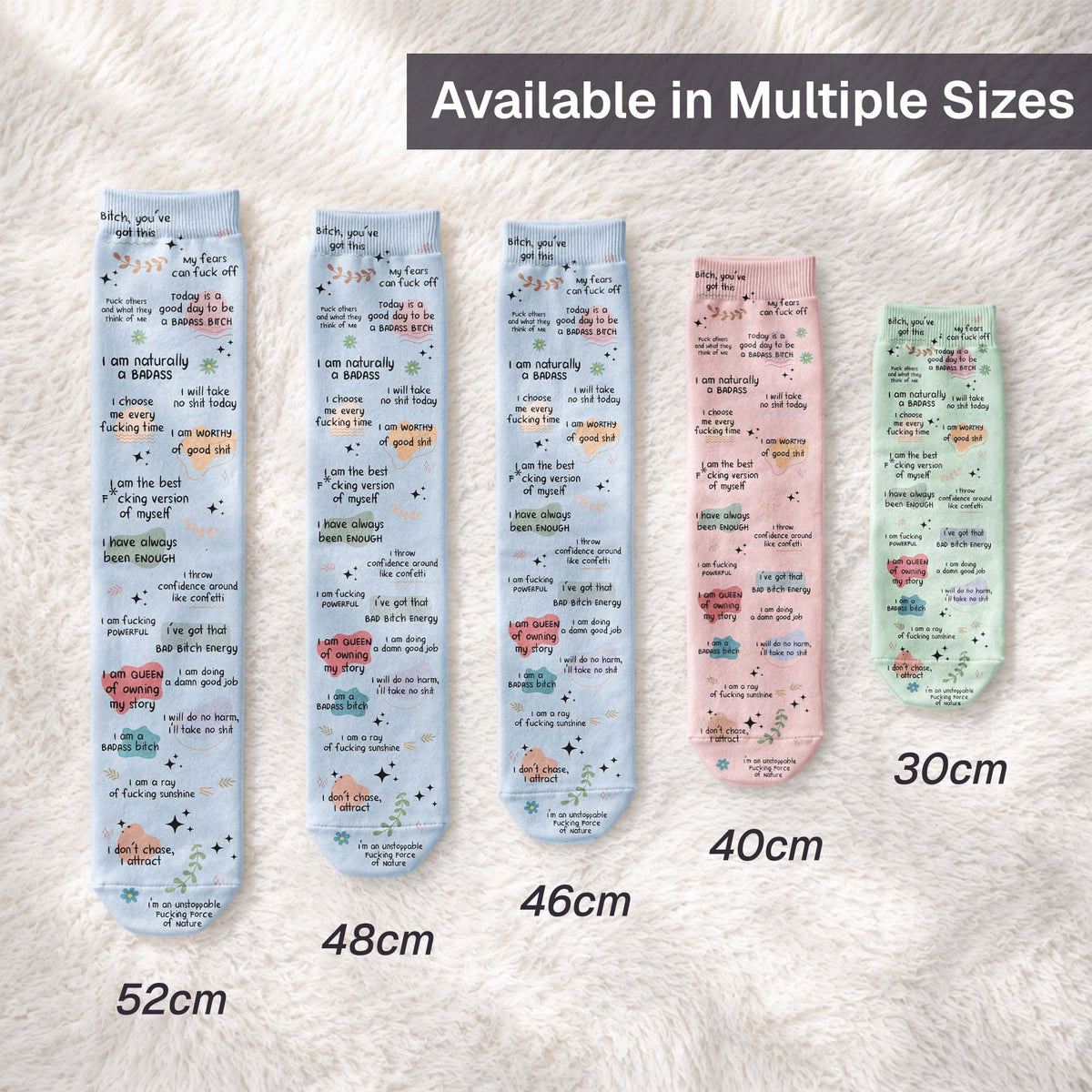 Bad B*tch Affirmations - For Coworkers, Friends, Self Gift - Personalized Socks