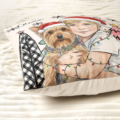 Christmas Gifts For Kids Custom Photo Watercolor Art - Personalized Pillow