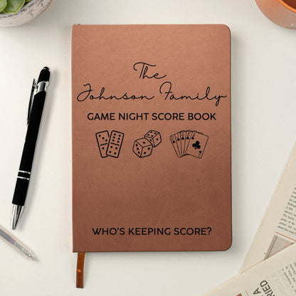 Game Night Score Book For Family, Couples, Grandparents, Board Game Lover - Personalized Leather Journal