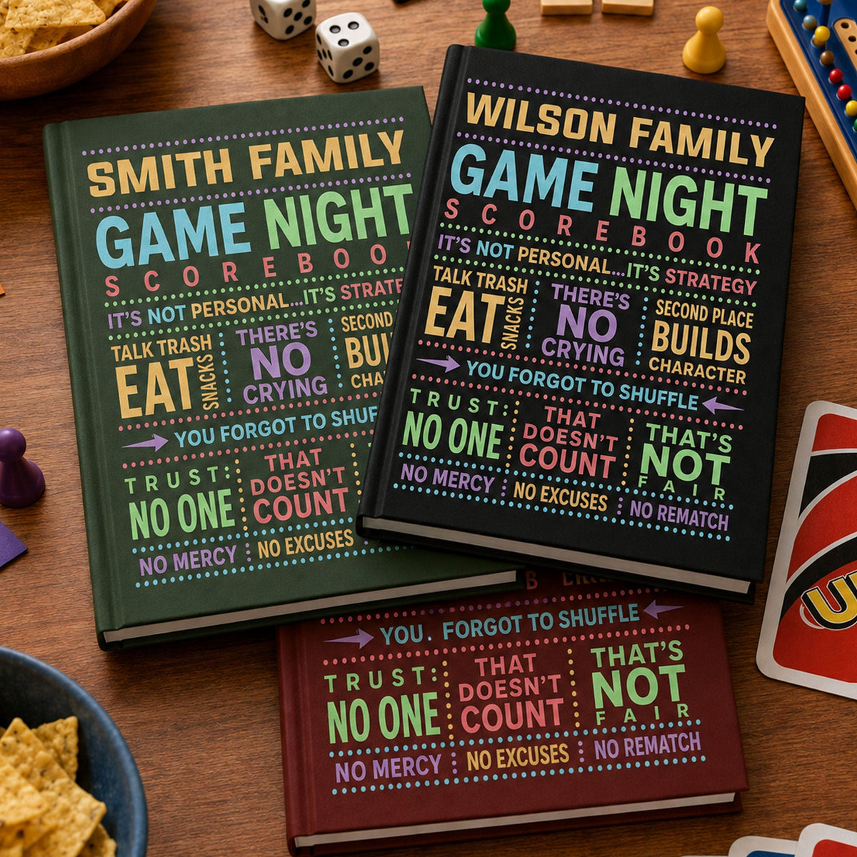 Game Night Scorebook Family, Grandparents & Kids, Couples, Siblings - Personalized Journal