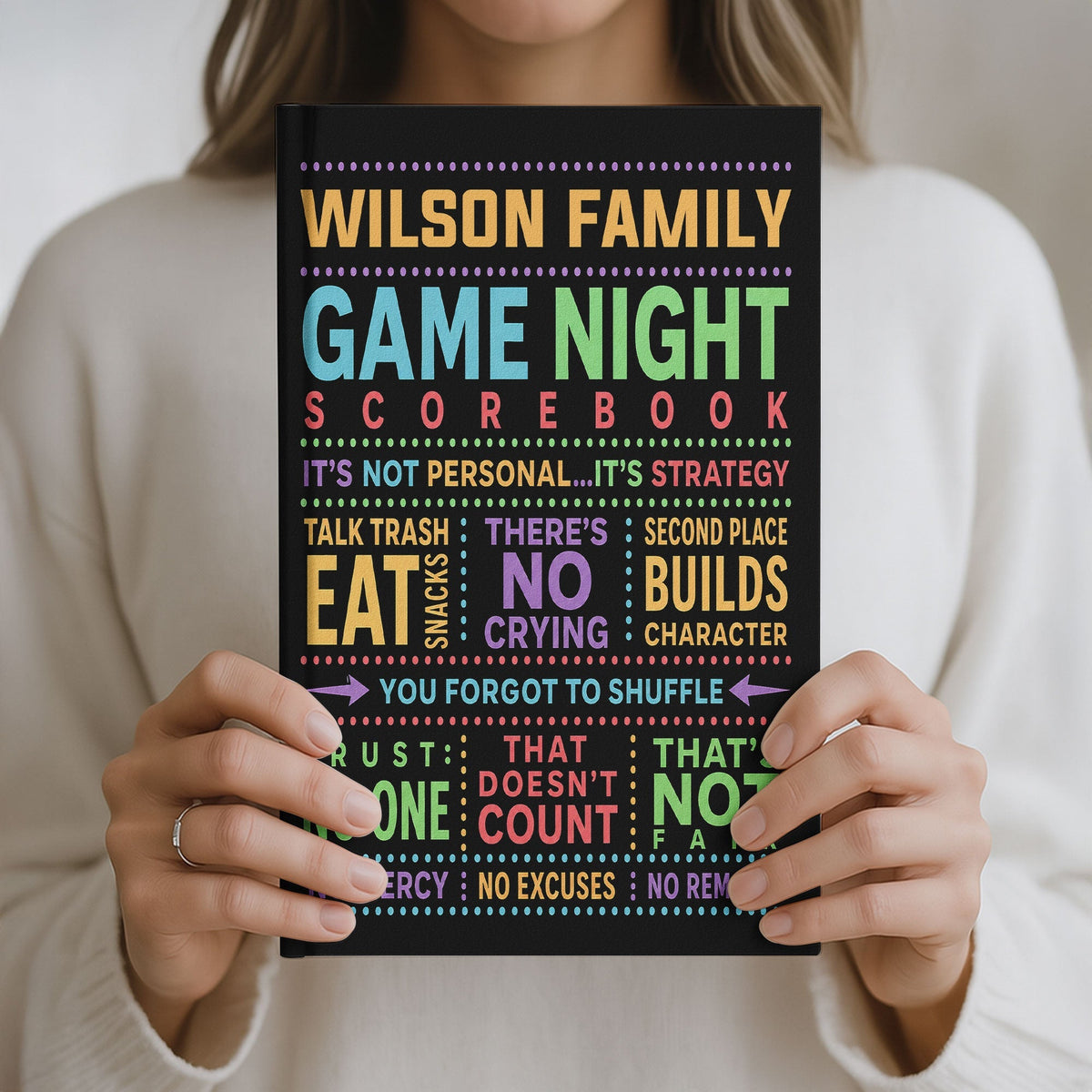 Game Night Scorebook Family, Grandparents & Kids, Couples, Siblings - Personalized Journal