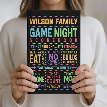 Game Night Scorebook Family, Grandparents & Kids, Couples, Siblings - Personalized Journal