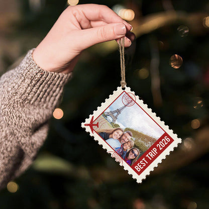 Postage Stamp Memories Family Photo - Personalized Ornament