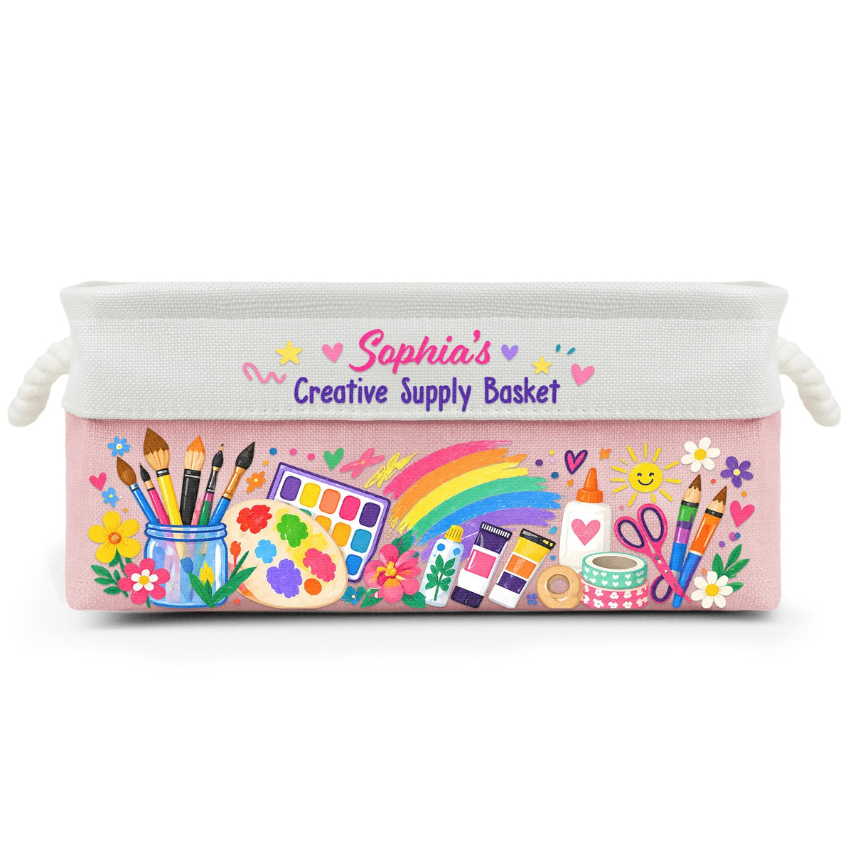 Art Supply Basket For Painting Lover Kids, Grandkids - Personalized Storage Basket