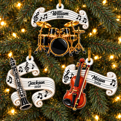 Classic Music Instrument Gift For Band Student, Music Teacher - Personalized Ornament