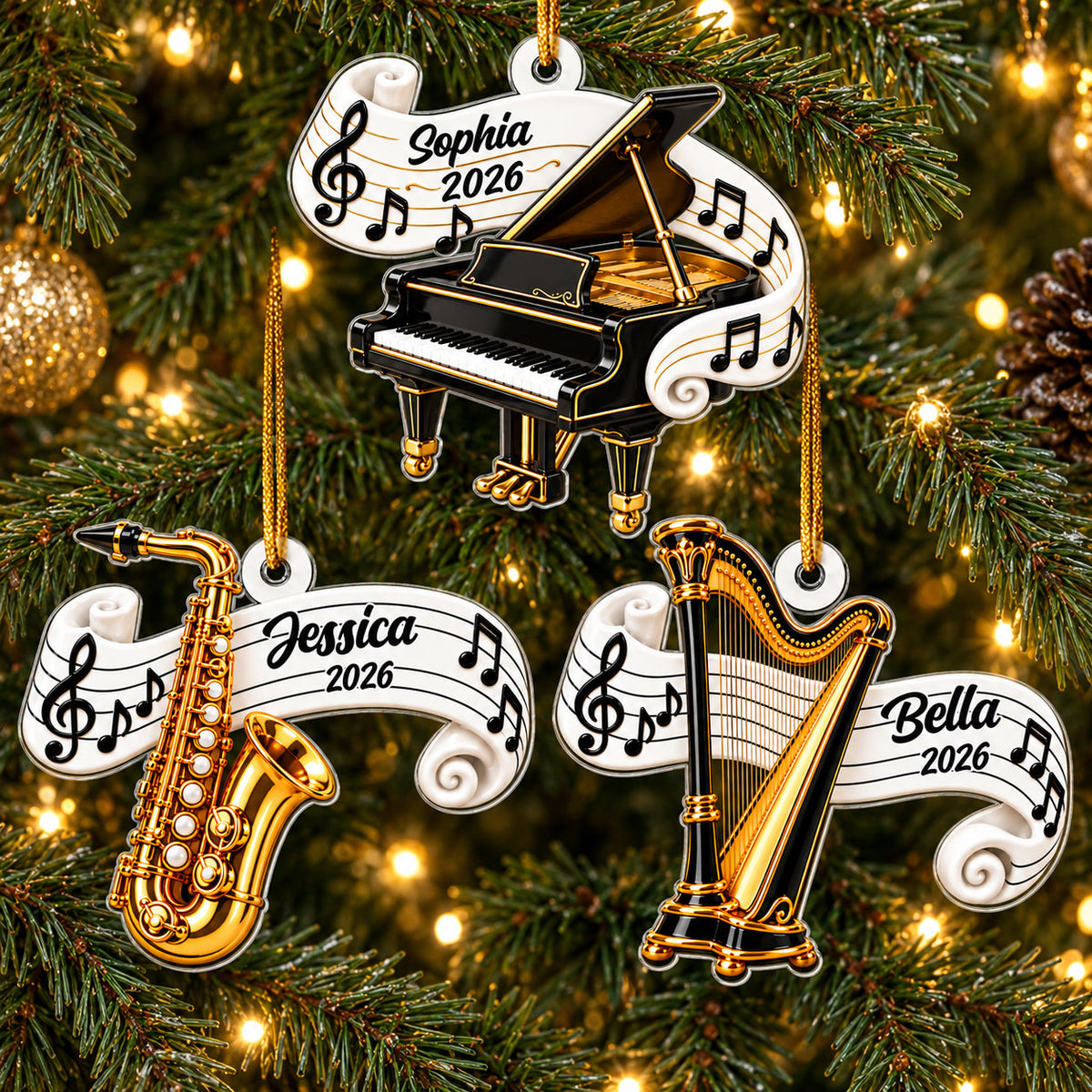Classic Music Instrument Gift For Band Student, Music Teacher - Personalized Ornament