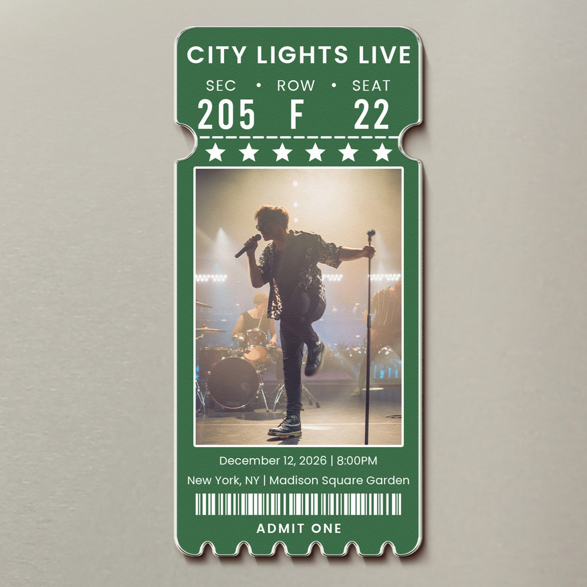 Custom Concert Ticket With Photo Music Event For Fans, Music Lovers - Personalized Magnet