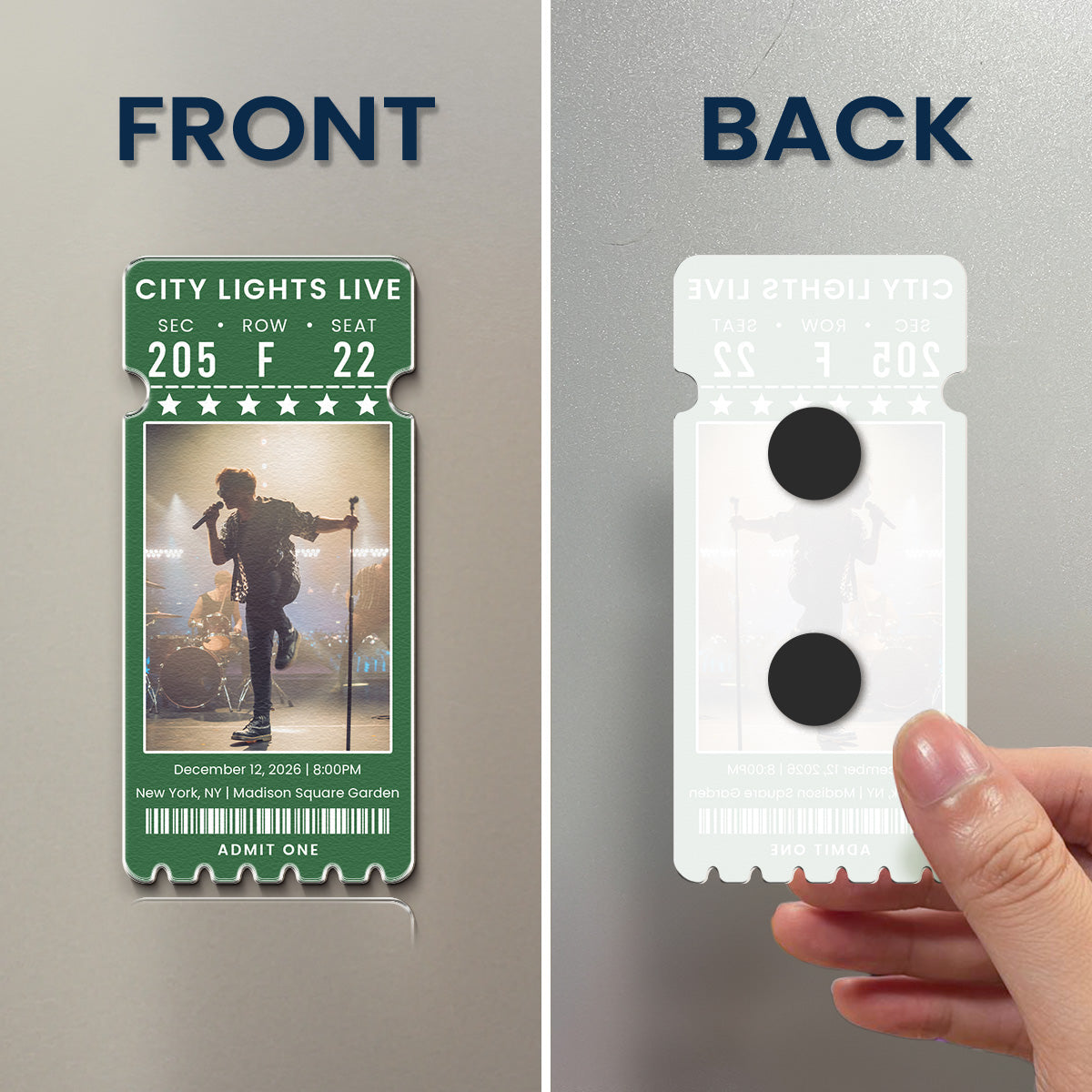 Custom Concert Ticket With Photo Music Event For Fans, Music Lovers - Personalized Magnet