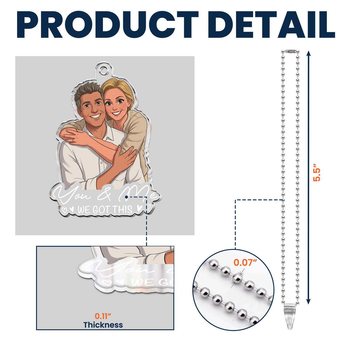 Custom Couple Photo Cartoon Art Gifts For Him, Husband, Boyfriend - Personalized Rear View Mirror Accessory