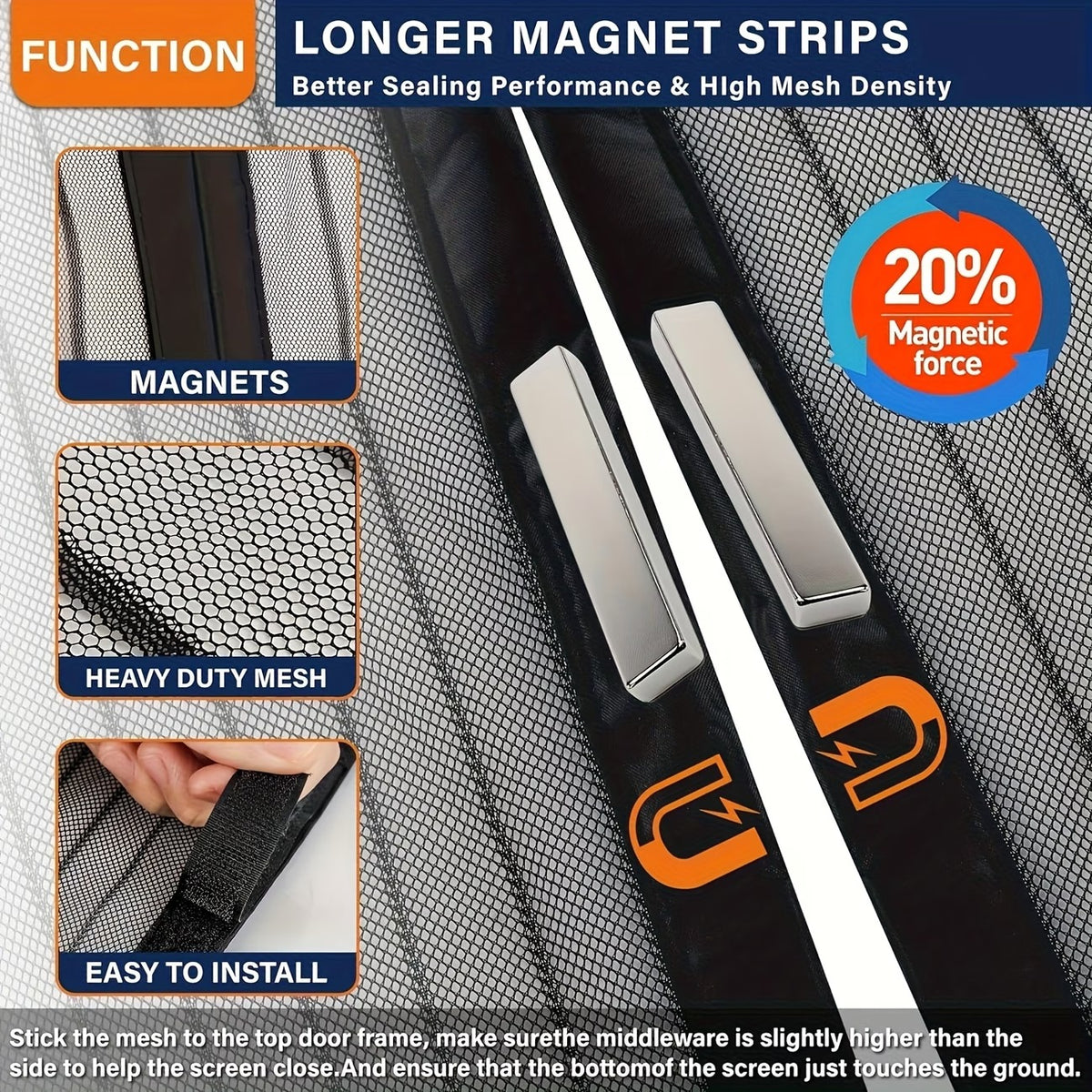 Heavy Duty Magnetic Screen Door - Self-Sealing Mosquito Net, Pet & Kid Friendly, Boho Style