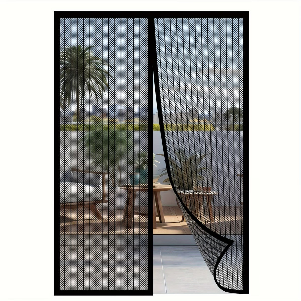 Heavy Duty Magnetic Screen Door - Self-Sealing Mosquito Net, Pet & Kid Friendly, Boho Style
