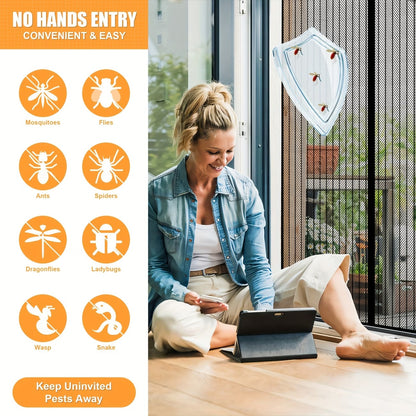 Heavy Duty Magnetic Screen Door - Self-Sealing Mosquito Net, Pet & Kid Friendly, Boho Style