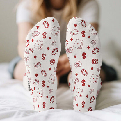 Lucky Gambling Socks, Lucky Poker Socks - Custom Name & Style - Personalized Socks