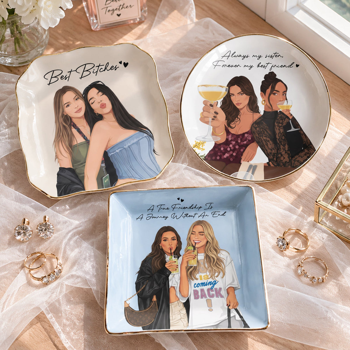Turn Photo Into Art - Thank You Friendship Gifts For Besties - Personalized Jewelry Dish