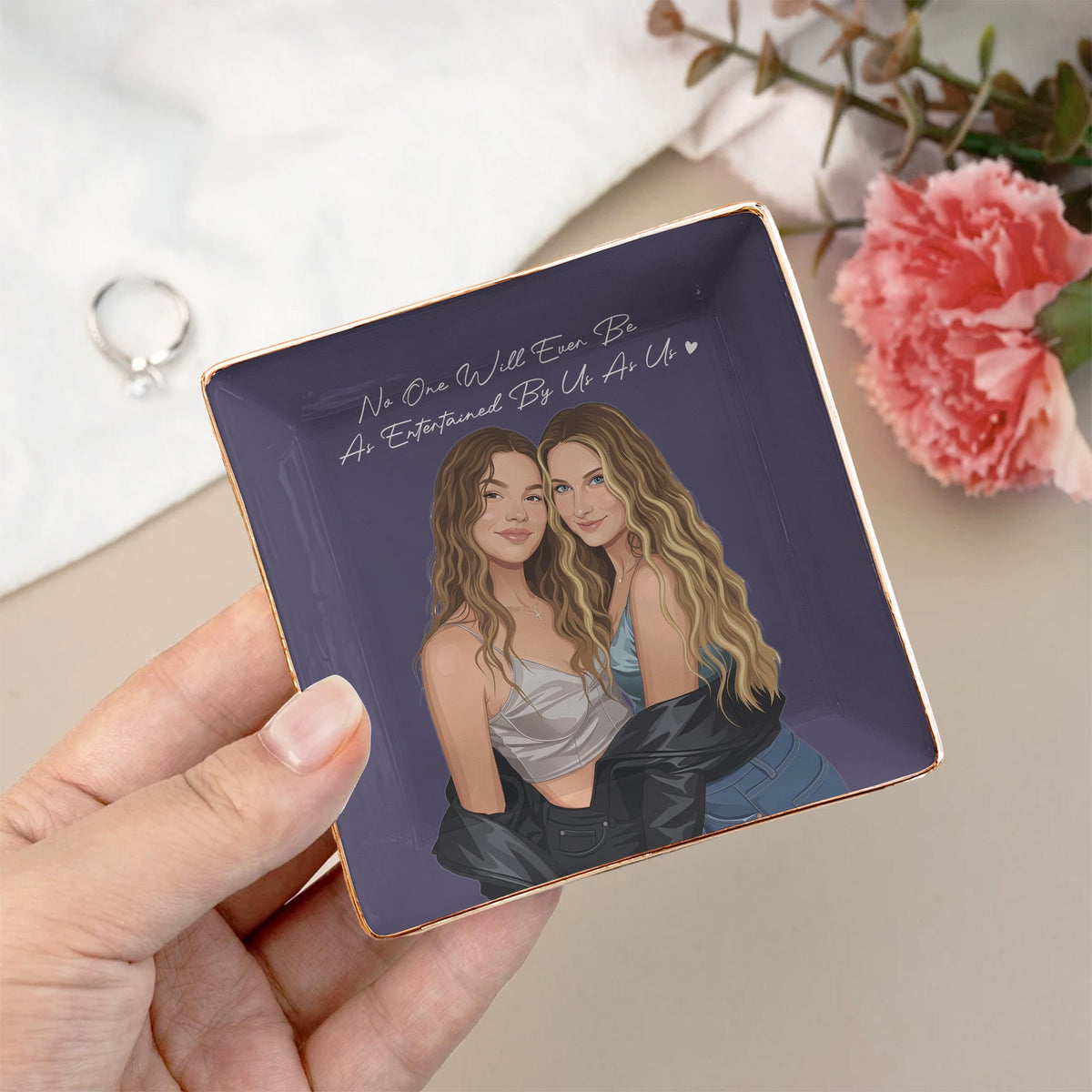 Turn Photo Into Art - Thank You Friendship Gifts For Besties - Personalized Jewelry Dish