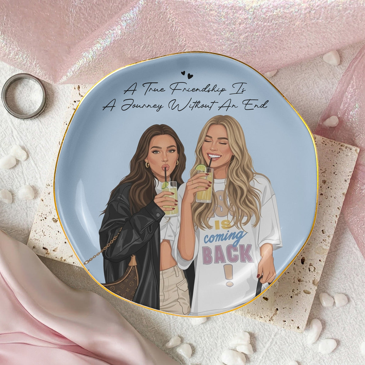 Turn Photo Into Art - Thank You Friendship Gifts For Besties - Personalized Jewelry Dish